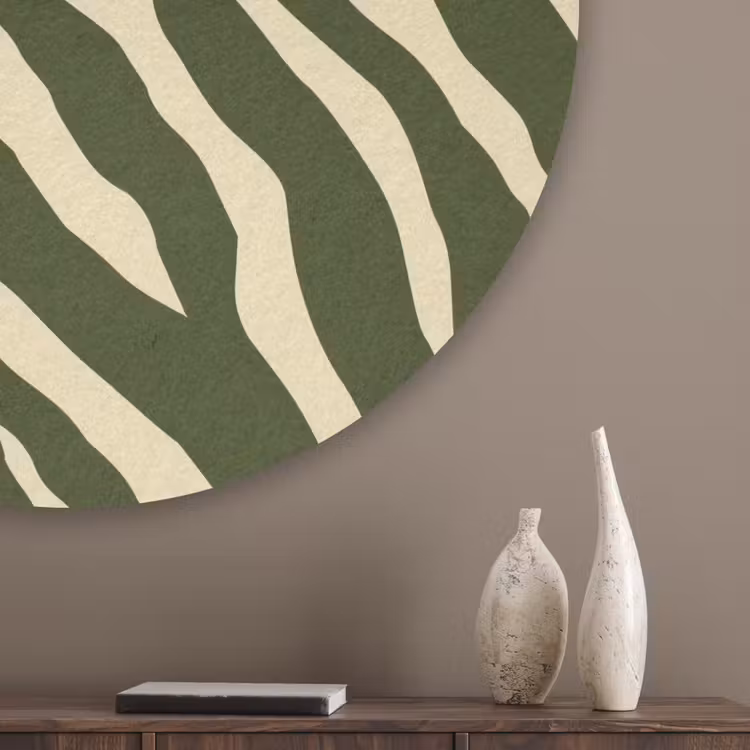 Zebra - Patroon - Groen Akoestische PET Vilt - Rond klein 838 -sfeer5_closeup