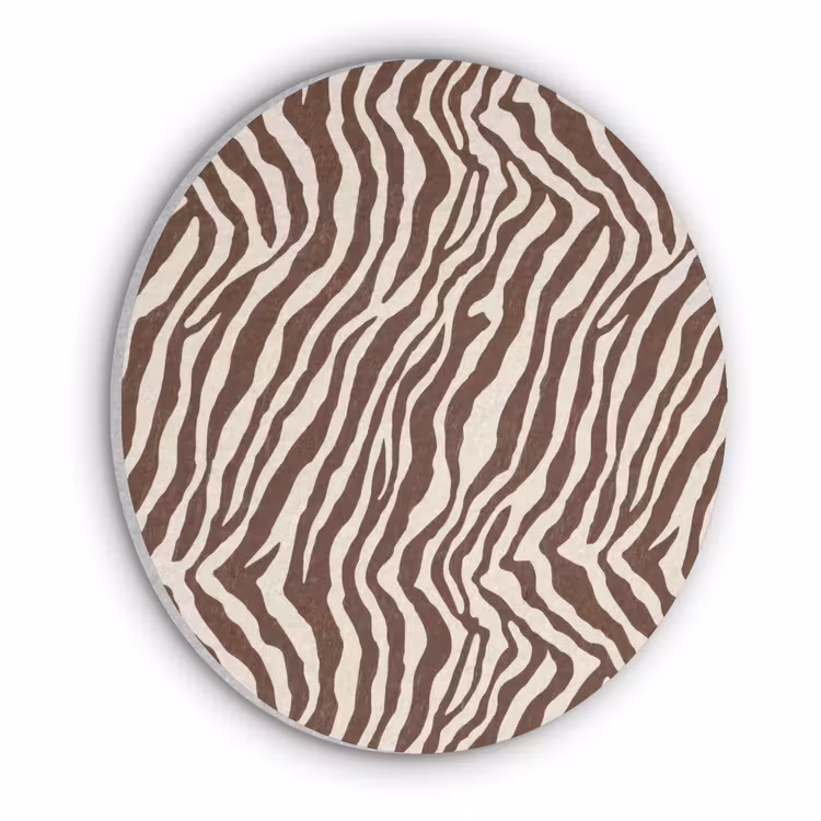 Zebra - Patroon - Zwart - Wit Akoestische PET Vilt - Rond klein 838 -3d
