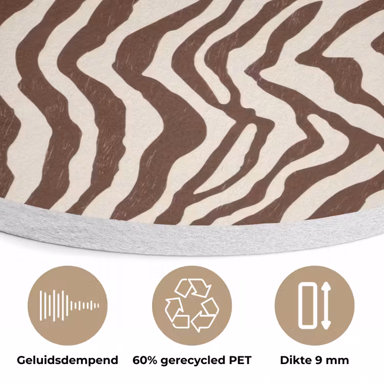 Zebra - Patroon - Zwart - Wit Akoestische PET Vilt - Rond klein 838 -closeup_NL
