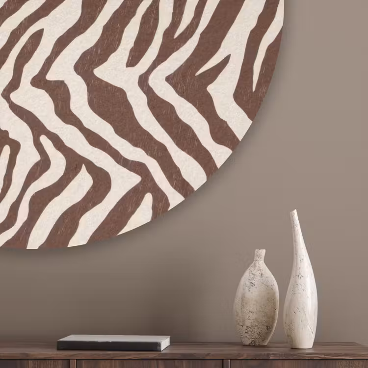 Zebra - Patroon - Zwart - Wit Akoestische PET Vilt - Rond klein 838 -sfeer5_closeup