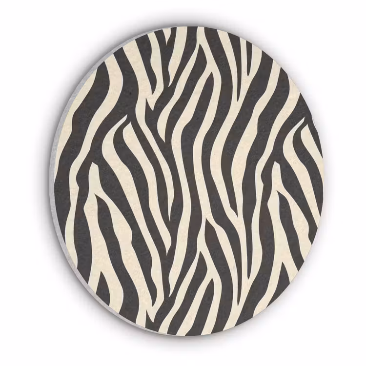 Zebra - Print - Klassiek - Zwart Akoestische PET Vilt - Rond klein 838 -3d