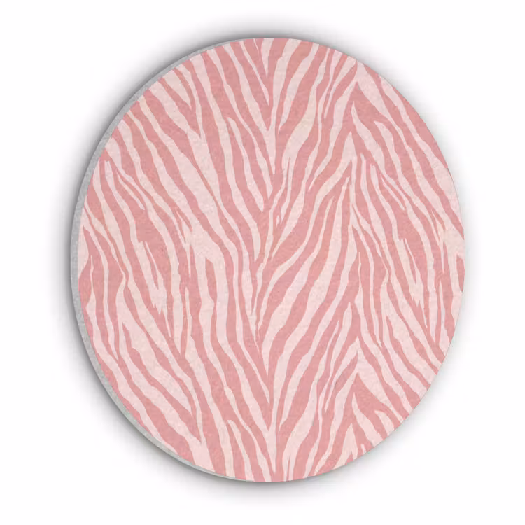 Zebra - Print - Roze Akoestische PET Vilt - Rond klein 838 -3d