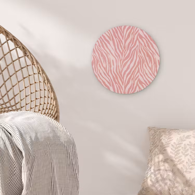Zebra - Print - Roze Akoestische PET Vilt - Rond klein 838 -sfeer4