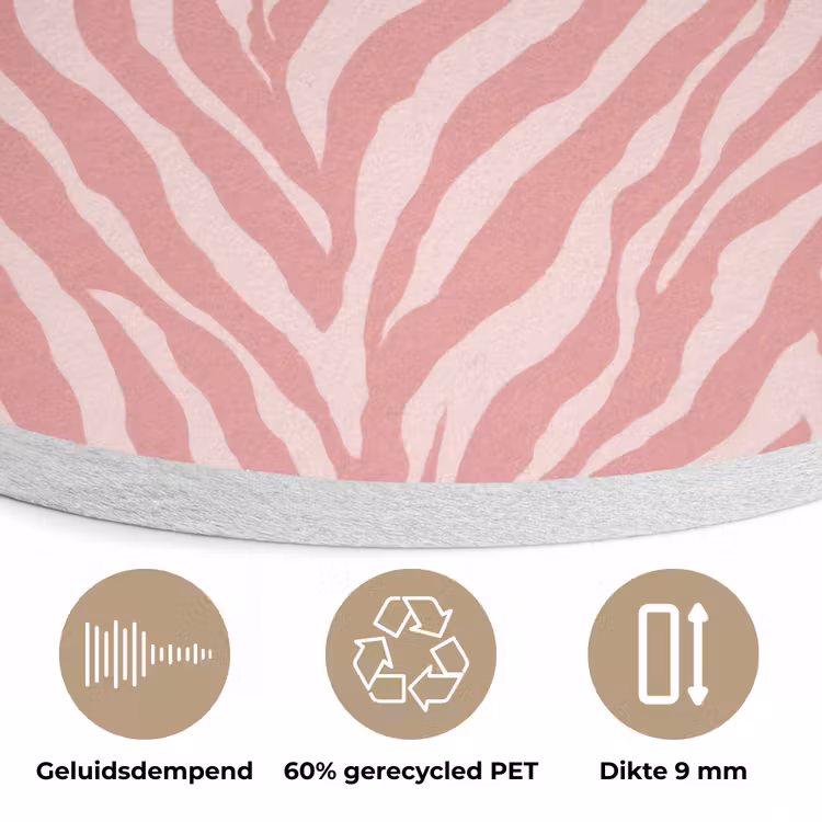 Zebra - Print - Roze Akoestische PET Vilt - Rond klein 838 -closeup_NL