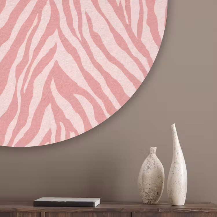 Zebra - Print - Roze Akoestische PET Vilt - Rond klein 838 -sfeer5_closeup