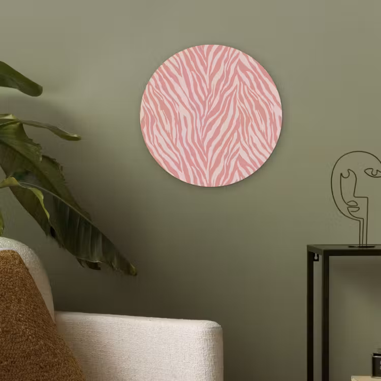 Zebra - Print - Roze Akoestische PET Vilt - Rond klein 838 -sfeer2
