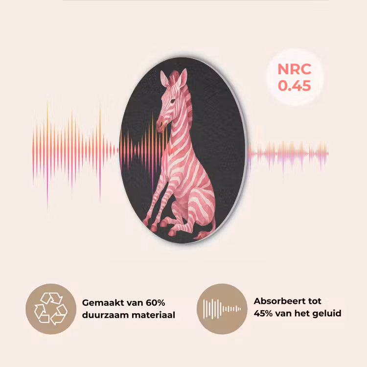 Zebra - Roze - Gestreept Akoestische PET Vilt - Rond klein -USP_NL