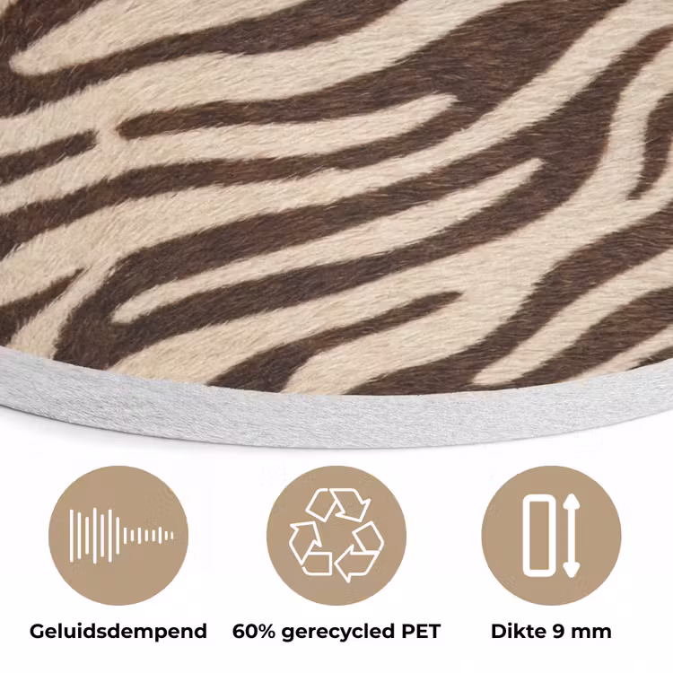 Zebra - Strepen - Bruin Akoestische PET Vilt - Rond klein -closeup_NL