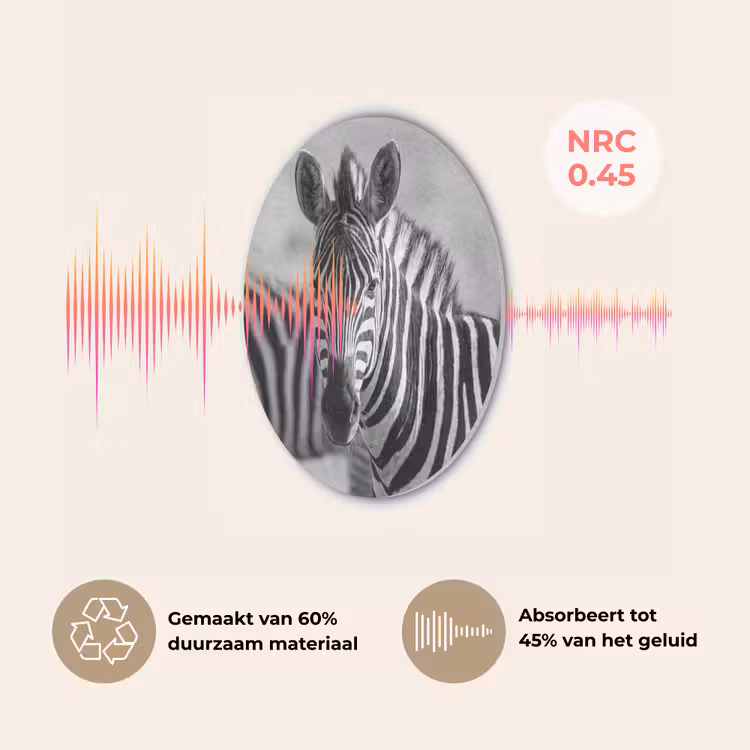 Zebra's - Zwart - Wit Akoestische PET Vilt - Rond klein -USP_NL