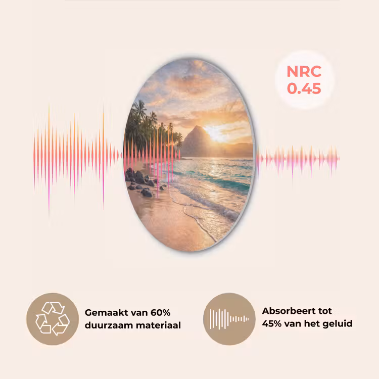 Zee - Berg - Landschap - Tropisch - Goud Akoestische PET Vilt - Rond klein -USP_NL