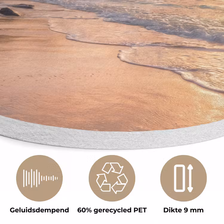 Zee - Berg - Landschap - Tropisch - Goud Akoestische PET Vilt - Rond klein -closeup_NL