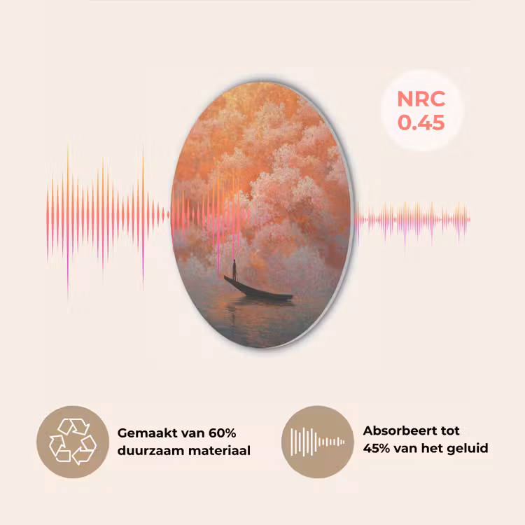 Zee - Boot - Wolken - Oranje Akoestische PET Vilt - Rond klein -USP_NL