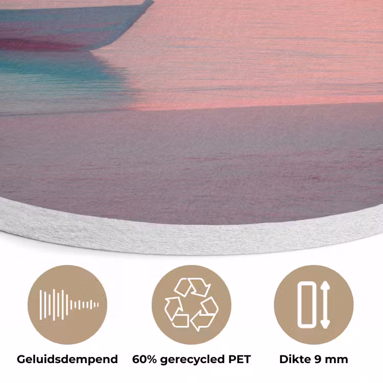 Zee - Boot - Zonsondergang Akoestische PET Vilt - Rond klein -closeup_NL