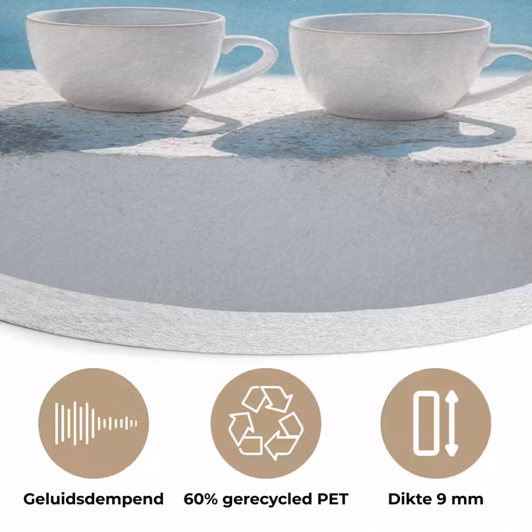 Zee - Koffiekopjes - Zomers Akoestische PET Vilt - Rond klein -closeup_NL