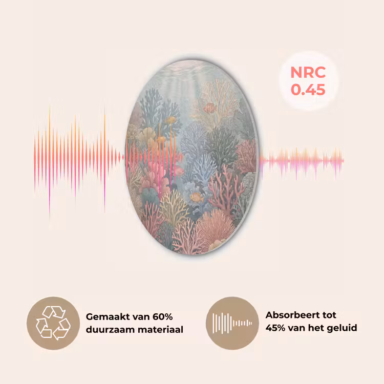 Zee - Koraal - Vis - Natuur - Kleurrijk Akoestische PET Vilt - Rond klein -USP_NL
