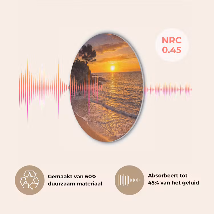 Zee - Kust - Zonsondergang - Natuur - Oranje Akoestische PET Vilt - Rond klein -USP_NL