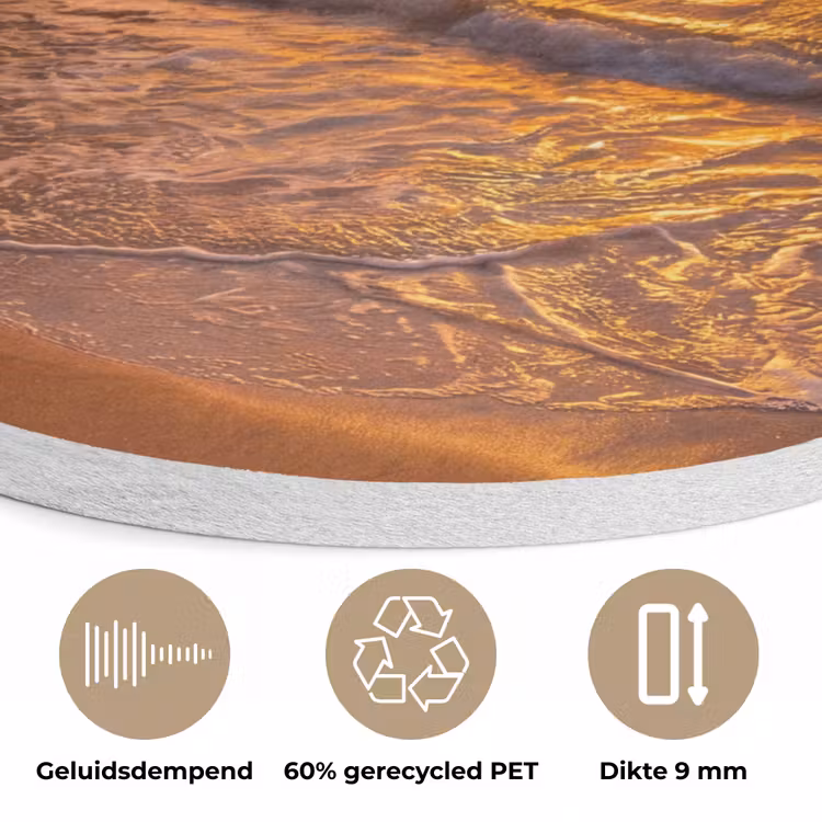Zee - Kust - Zonsondergang - Natuur - Oranje Akoestische PET Vilt - Rond klein -closeup_NL
