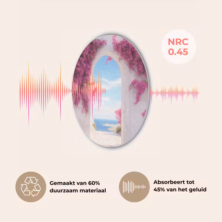 Zee - Roze - Bloemen - Poort Akoestische PET Vilt - Rond klein -USP_NL