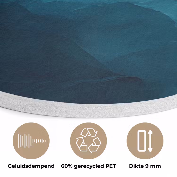 Zee - Silhouet - Abstract - Blauw Akoestische PET Vilt - Rond klein -closeup_NL