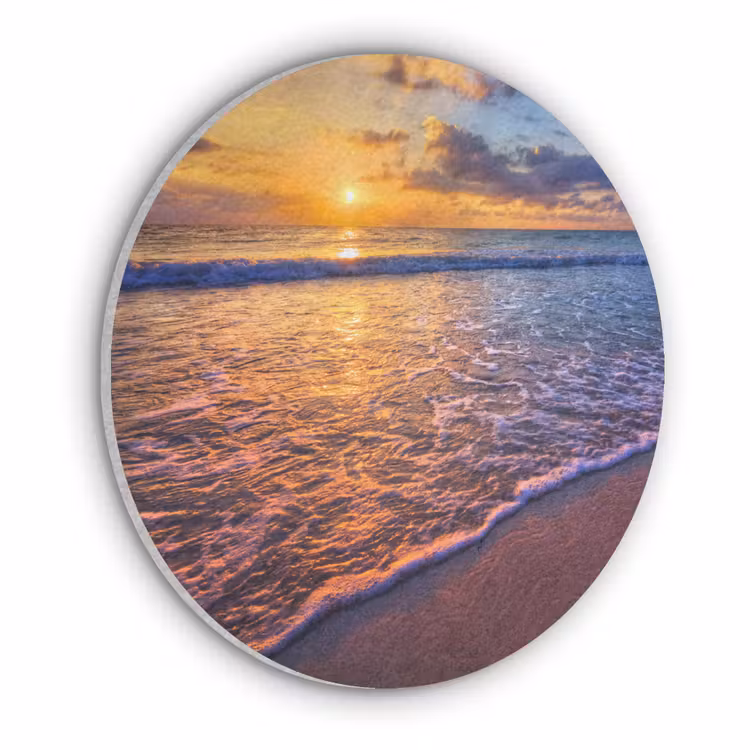 Zee - Strand - Zonsondergang - Wolken - Horizon Akoestische PET Vilt - Rond klein -3d