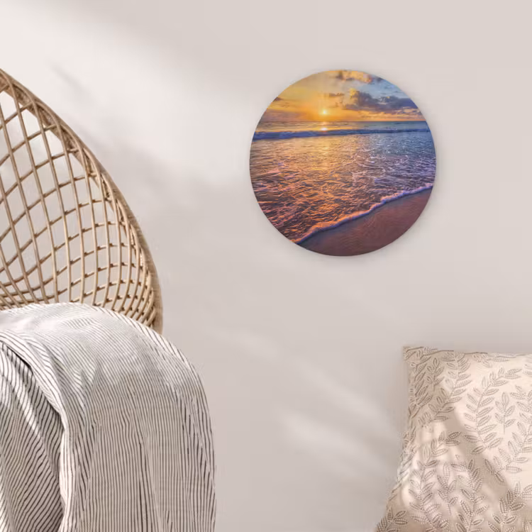 Zee - Strand - Zonsondergang - Wolken - Horizon Akoestische PET Vilt - Rond klein -sfeer4