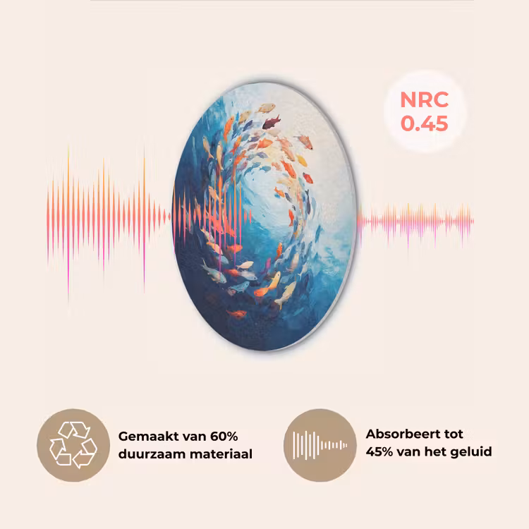 Zee - Vissen - Kleurrijk - Dynamisch Akoestische PET Vilt - Rond klein -USP_NL