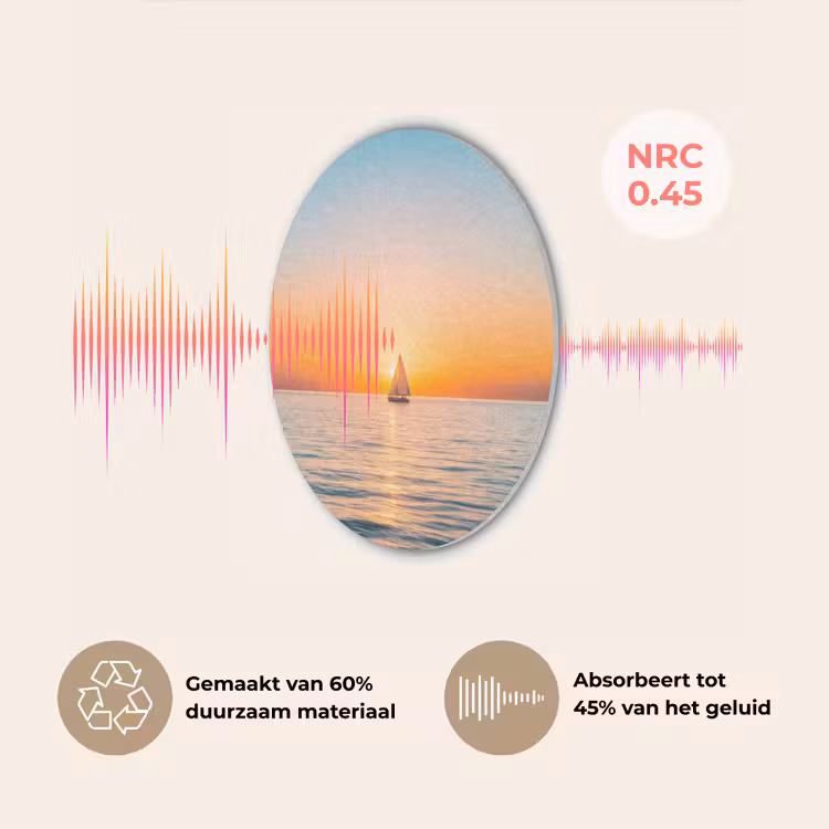 Zee - Zeilboot - Zonsondergang Akoestische PET Vilt - Rond klein -USP_NL