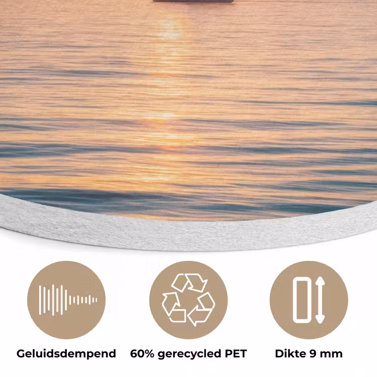 Zee - Zeilboot - Zonsondergang Akoestische PET Vilt - Rond klein -closeup_NL