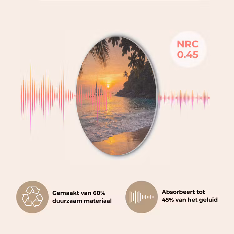 Zee - Zonsondergang - Boot - Natuur - Oranje Akoestische PET Vilt - Rond klein -USP_NL