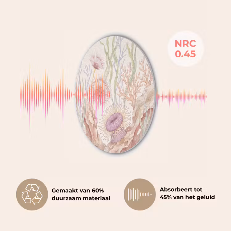 Zeeleven - Koraal - Onderwater - Illustratie - Kleurrijk Akoestische PET Vilt - Rond klein -USP_NL