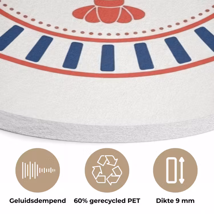 Zeeleven - Kreeft - Embleem - Grafisch - Rood Akoestische PET Vilt - Rond klein -closeup_NL