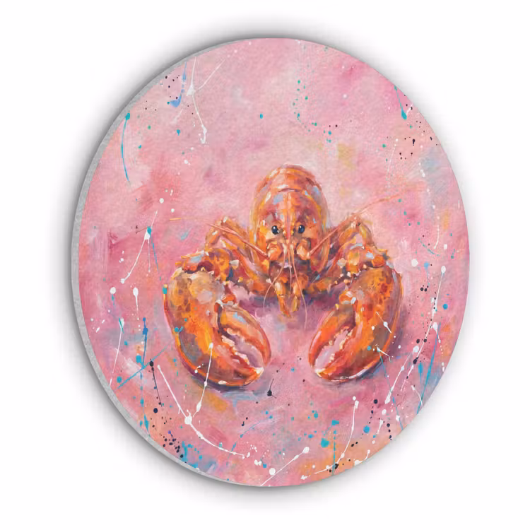Zeeleven - Kreeft - Spatters - Abstract - Roze Akoestische PET Vilt - Rond klein -3d