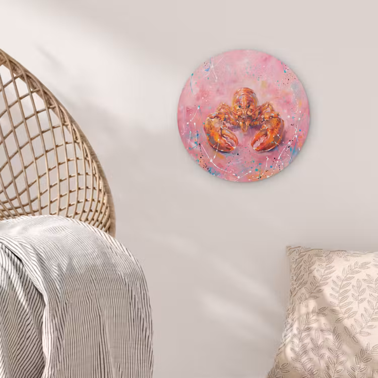 Zeeleven - Kreeft - Spatters - Abstract - Roze Akoestische PET Vilt - Rond klein -sfeer4