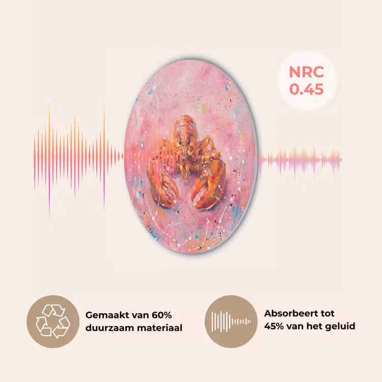 Zeeleven - Kreeft - Spatters - Abstract - Roze Akoestische PET Vilt - Rond klein -USP_NL