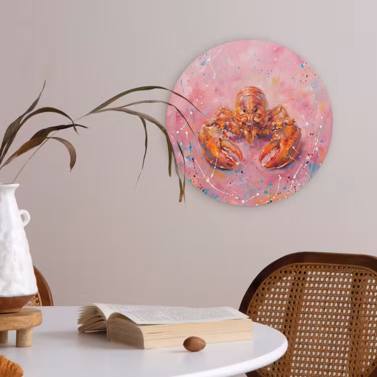 Zeeleven - Kreeft - Spatters - Abstract - Roze Akoestische PET Vilt - Rond klein -sfeer3
