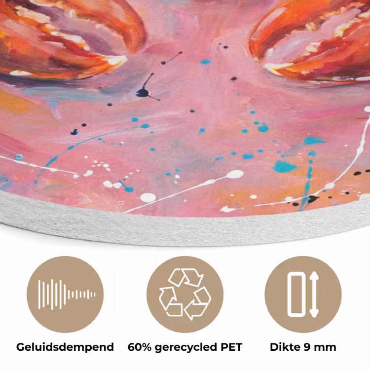 Zeeleven - Kreeft - Spatters - Abstract - Roze Akoestische PET Vilt - Rond klein -closeup_NL