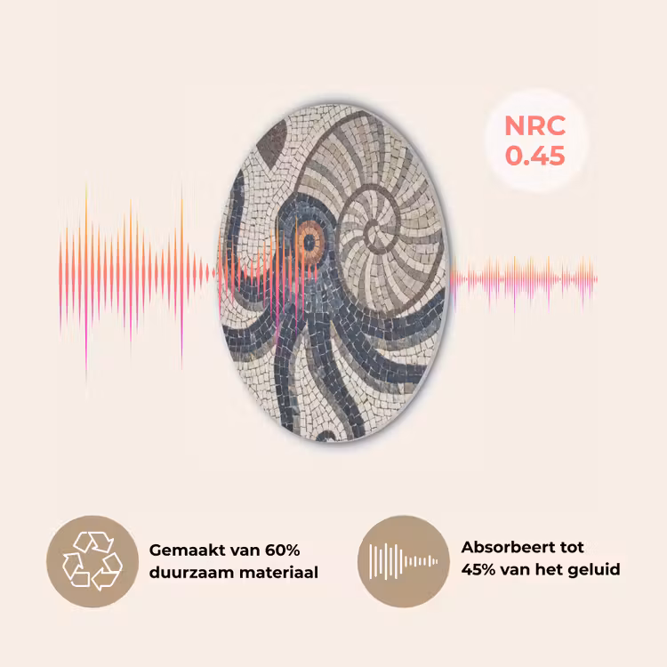 Zeeleven - Mozaïek - Kunst - Vintage - Beige Akoestische PET Vilt - Rond klein -USP_NL