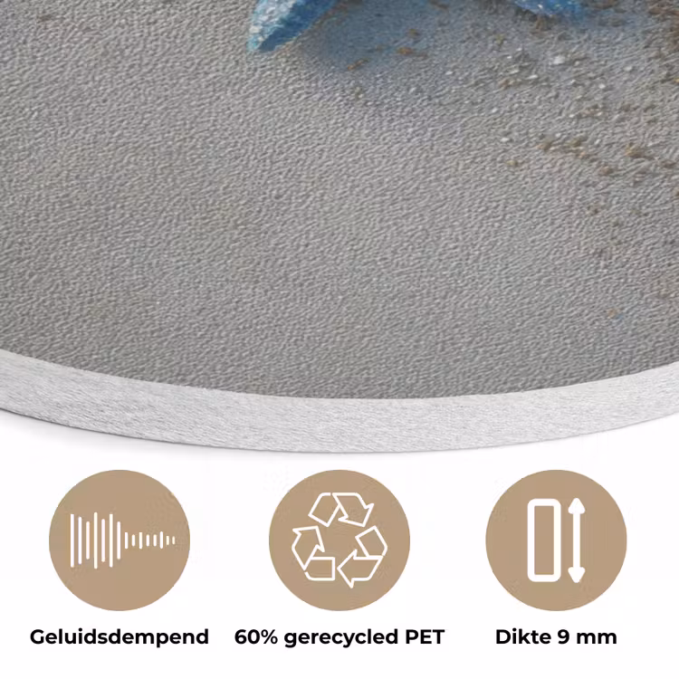 Zeesterren - Zand - Zee - Blauw Akoestische PET Vilt - Rond klein -closeup_NL