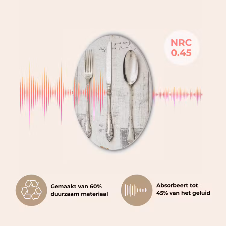 Zilver - Bestek - Hout Akoestische PET Vilt - Rond klein -USP_NL