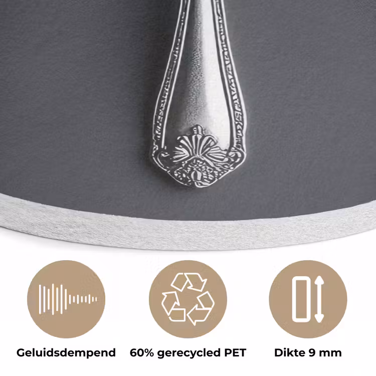 Zilver - Metaal - Lepel Akoestische PET Vilt - Rond klein -closeup_NL