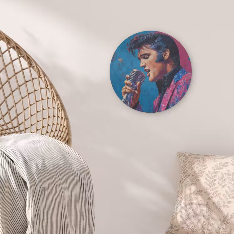Zingende man - Glitterjas - Microfoon Akoestische PET Vilt - Rond klein -sfeer4