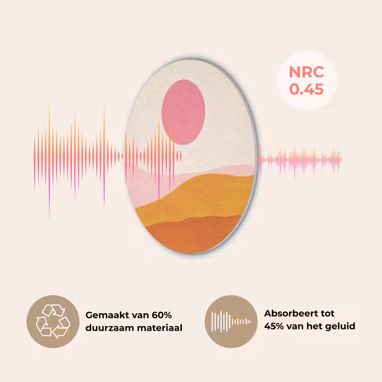Zon - Heuvels - Abstract - Roze Akoestische PET Vilt - Rond klein -USP_NL