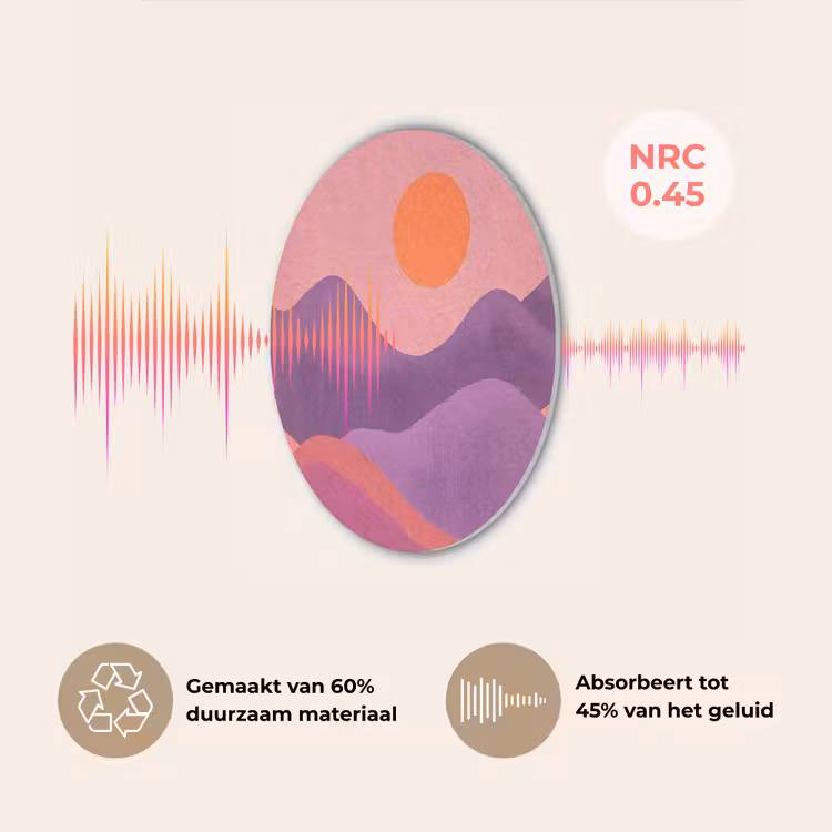 Zon - Heuvels - Paars - Abstract Akoestische PET Vilt - Rond klein -USP_NL
