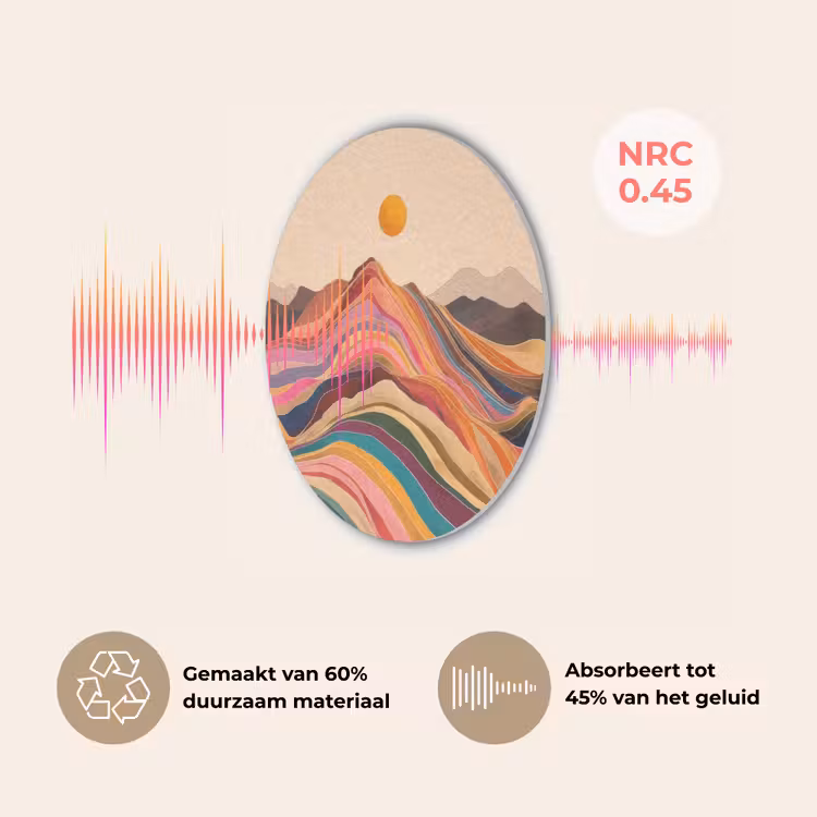 Zon - Kleurrijk landschap - Bergen Akoestische PET Vilt - Rond klein -USP_NL