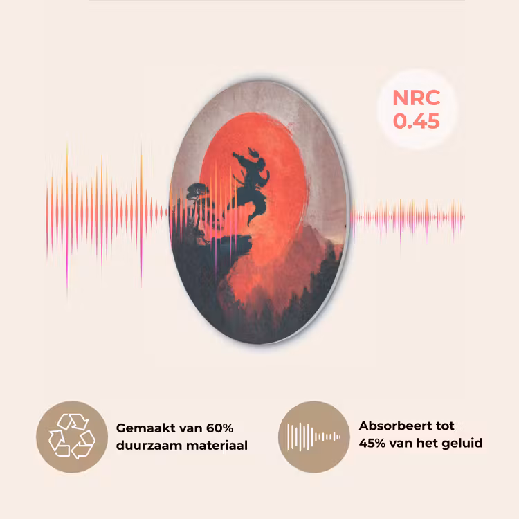 Zon - Krijger - Bomen - Bergen Akoestische PET Vilt - Rond klein -USP_NL