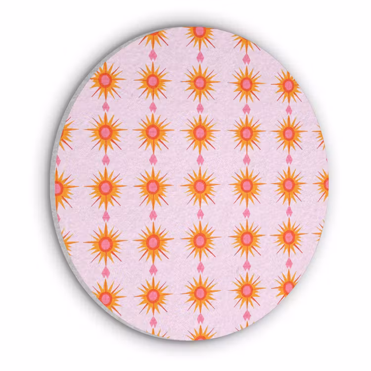 Zon - Motief - Roze Akoestische PET Vilt - Rond klein 838 -3d
