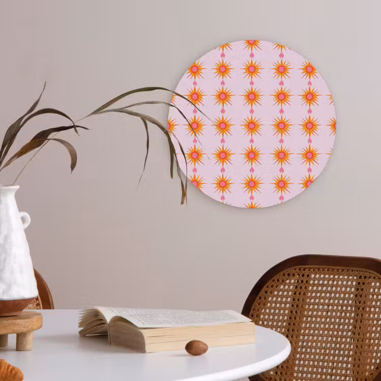 Zon - Motief - Roze Akoestische PET Vilt - Rond klein 838 -sfeer3