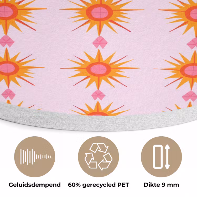 Zon - Motief - Roze Akoestische PET Vilt - Rond klein 838 -closeup_NL