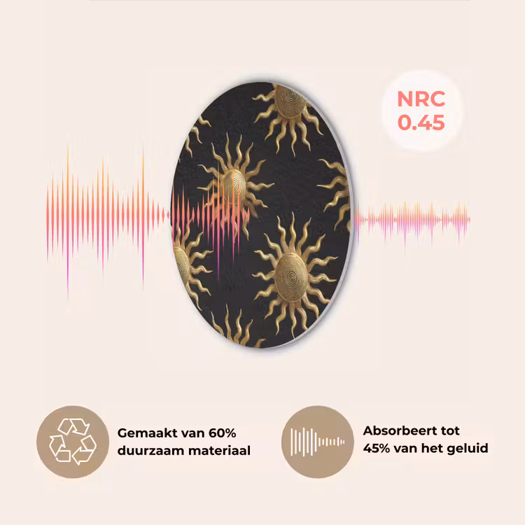 Zon - Patroon - Luxe - Goud - Zwart Akoestische PET Vilt - Rond klein 838 -USP_NL