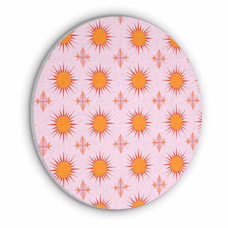 Zon - Patroon - Roze Akoestische PET Vilt - Rond klein 838 -3d